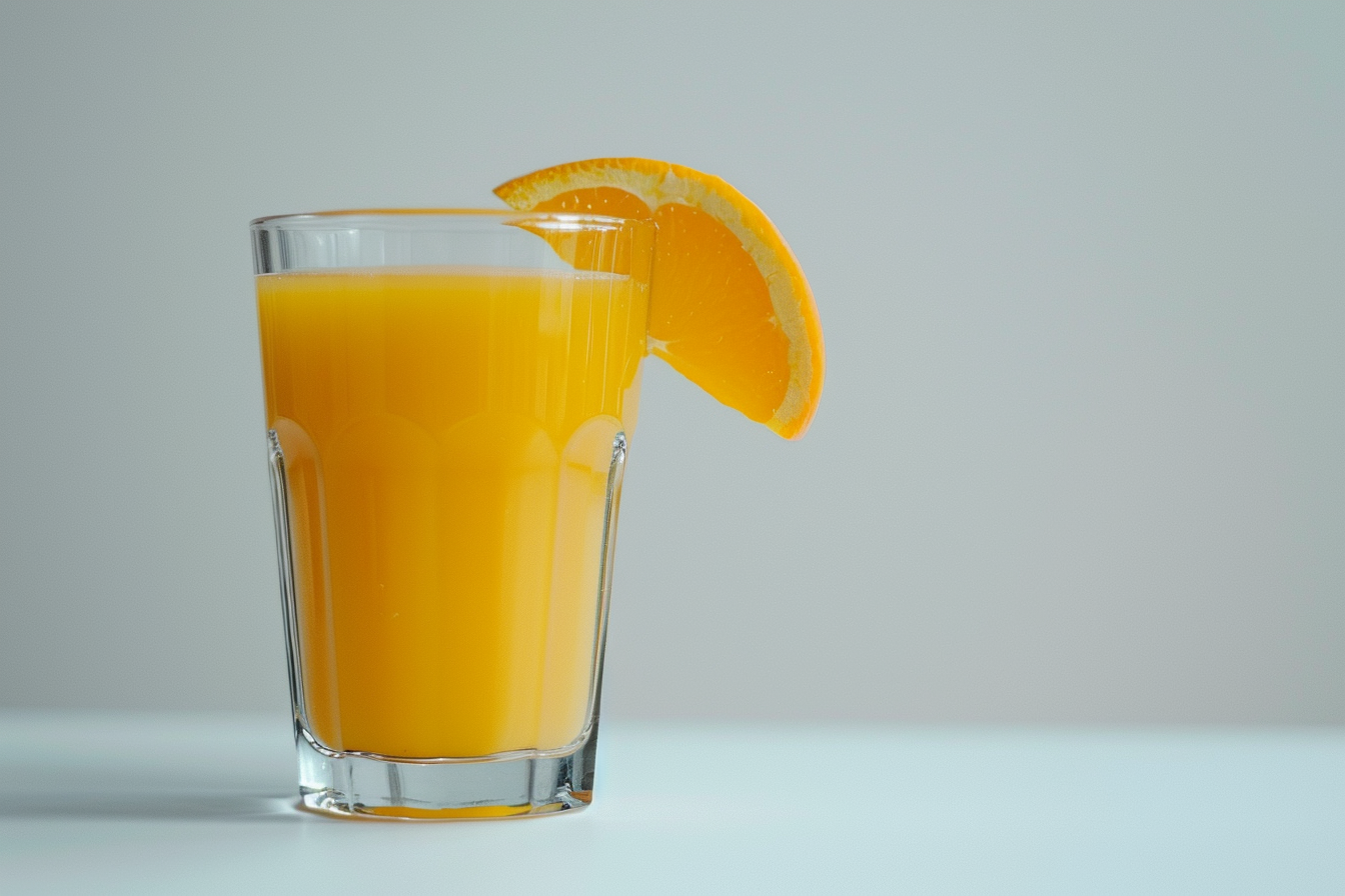 Image gratuite Verre de jus d&rsquo;orange sur fond blanc 1
