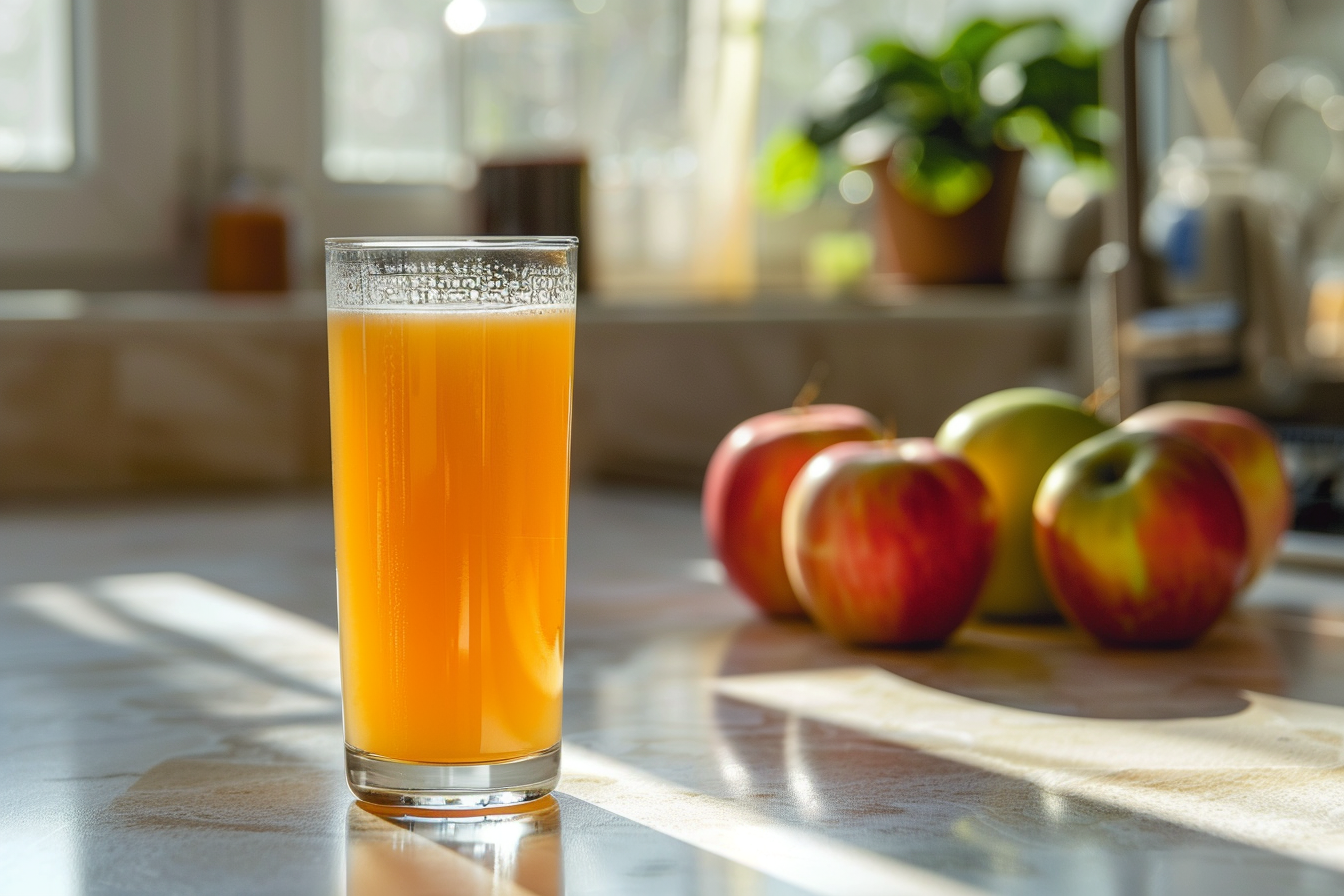 Image gratuite Verre de jus de pomme en cuisine moderne 1