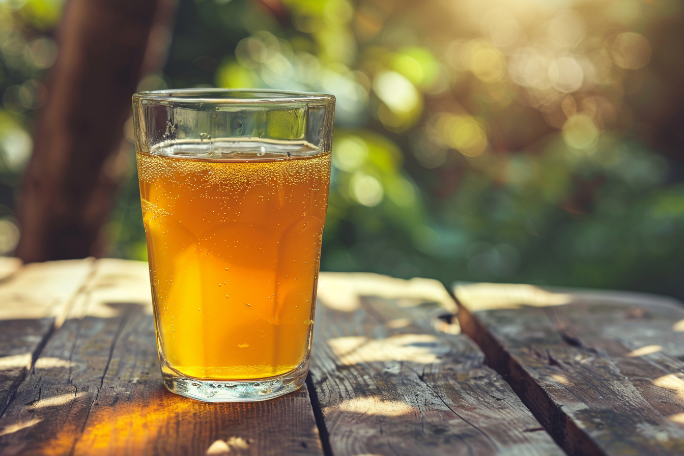 Image gratuite Verre de jus de pomme sur table rustique 1