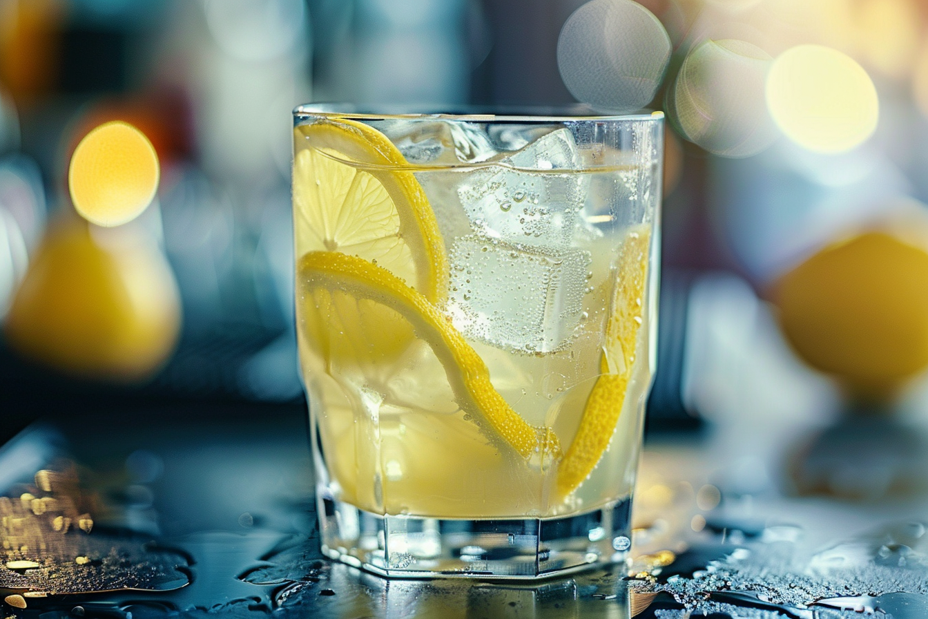 Image gratuite Verre de limonade avec glace et citron 1