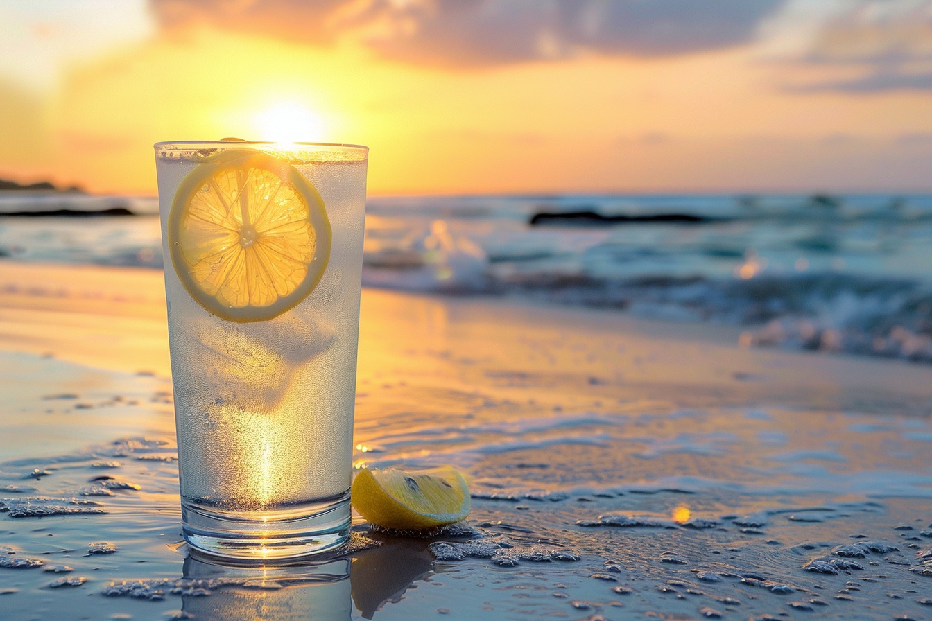 Image gratuite Verre de limonade sur une plage 2