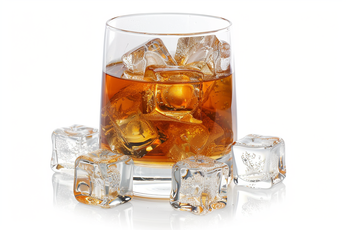 Image gratuite Verre de rhum et glaçons isolés 1