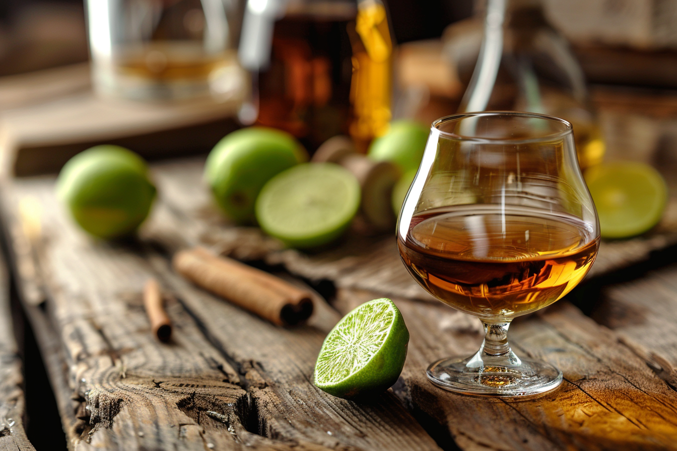 Image gratuite Verre de rhum sur table rustique 2