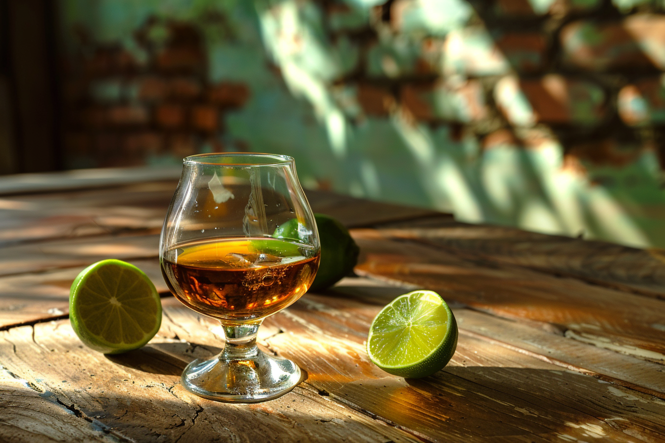 Image gratuite Verre de rhum sur table rustique 5