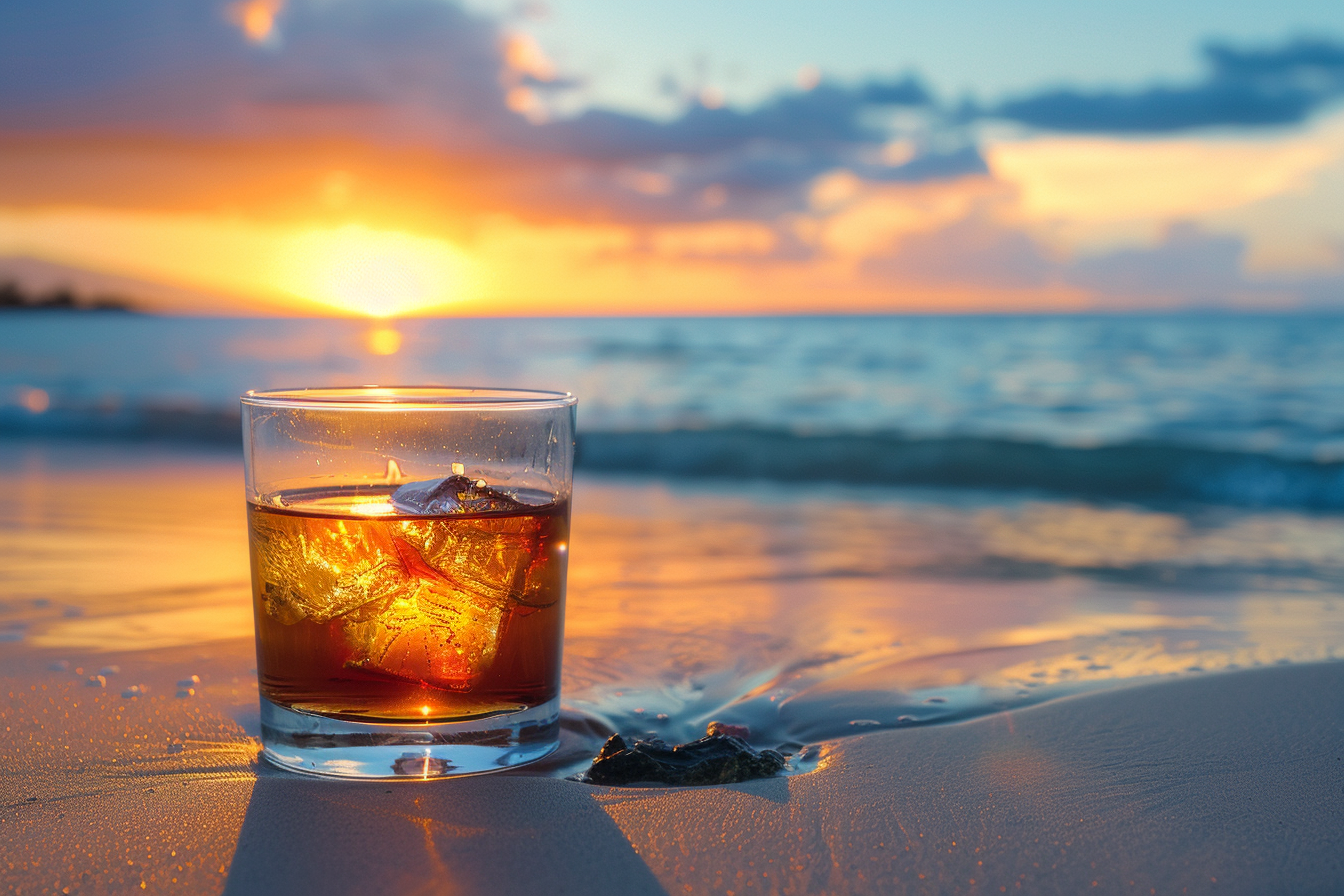 Image gratuite Verre de rhum sur une plage 1
