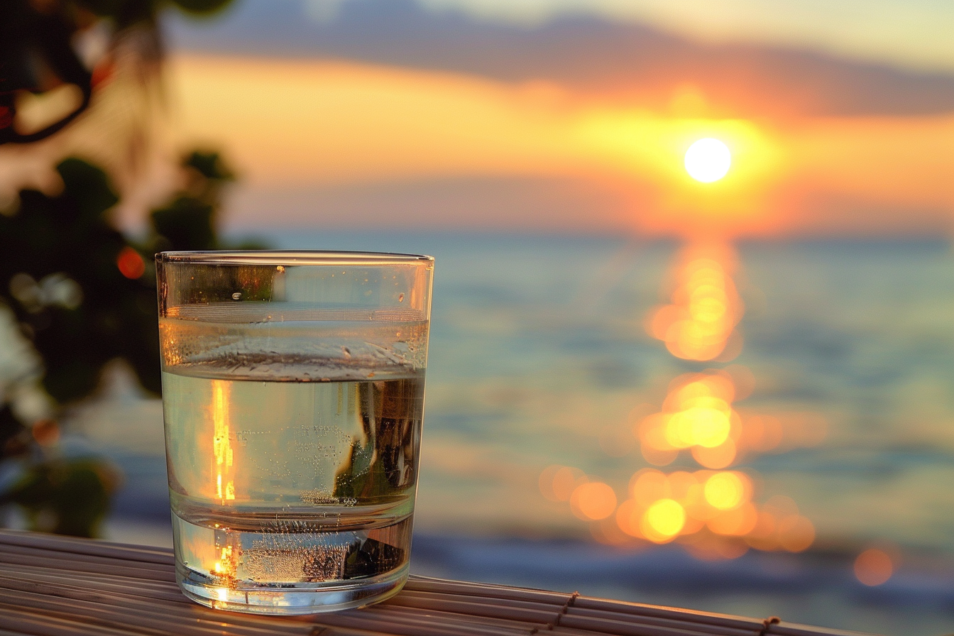 Image gratuite Verre de saké sur une plage 2