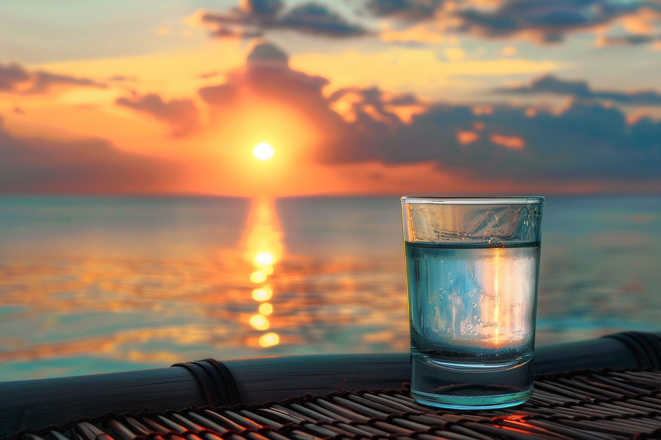 Image gratuite Verre de saké sur une plage 3
