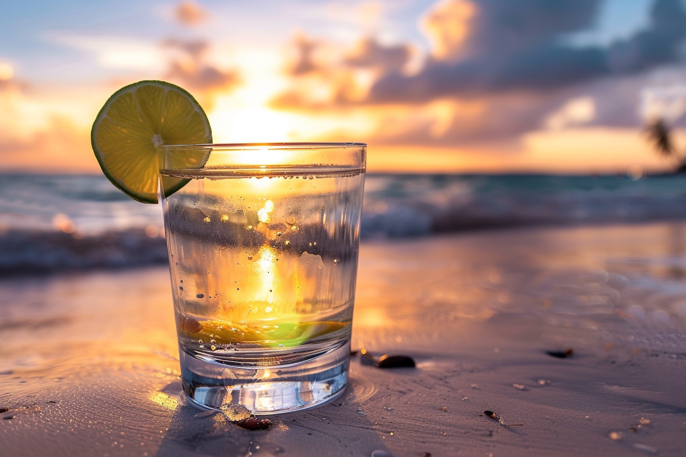 Image gratuite Verre de tequila sur une plage 3