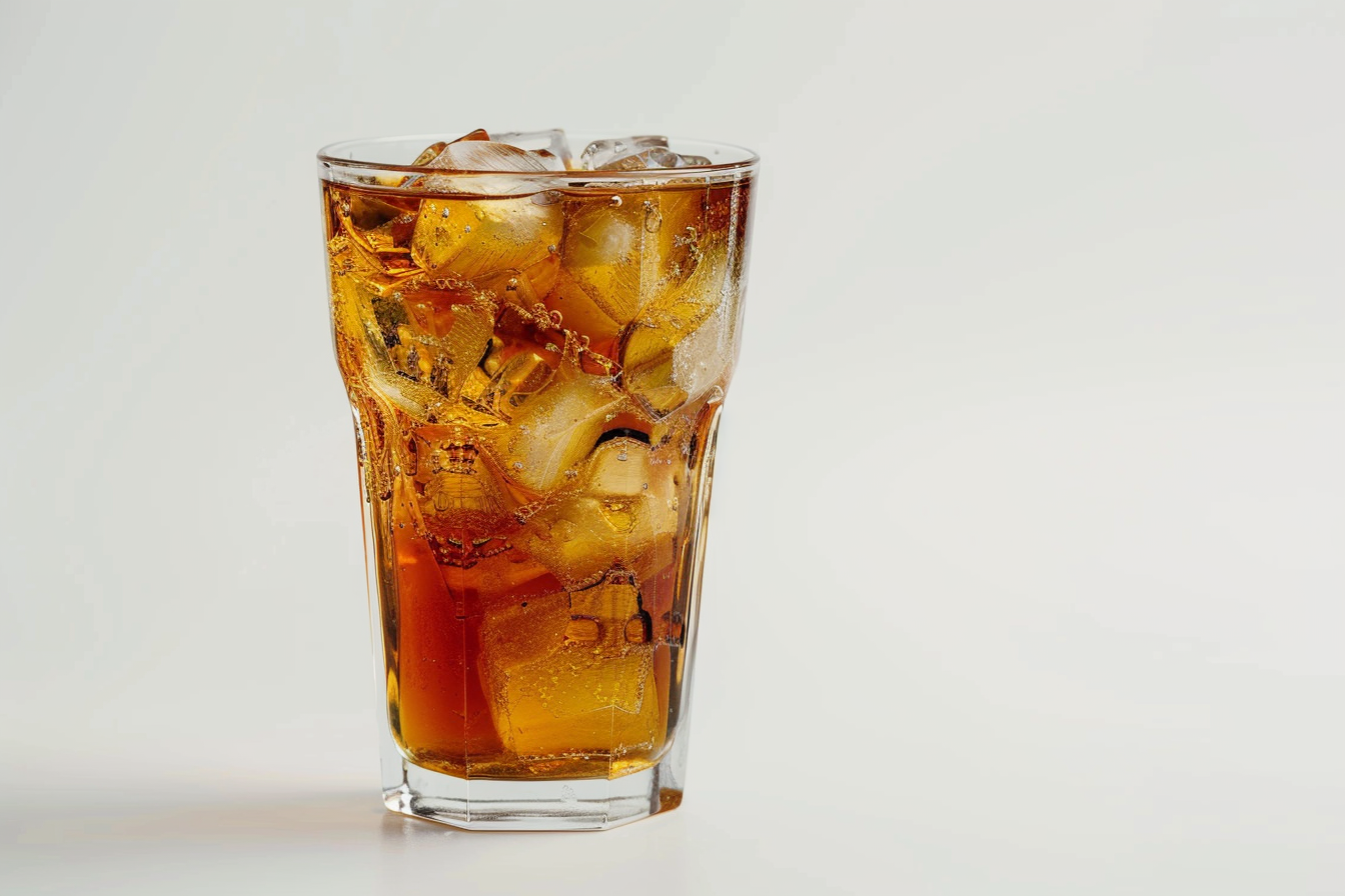 Image gratuite Verre de thé glacé sur fond blanc 1