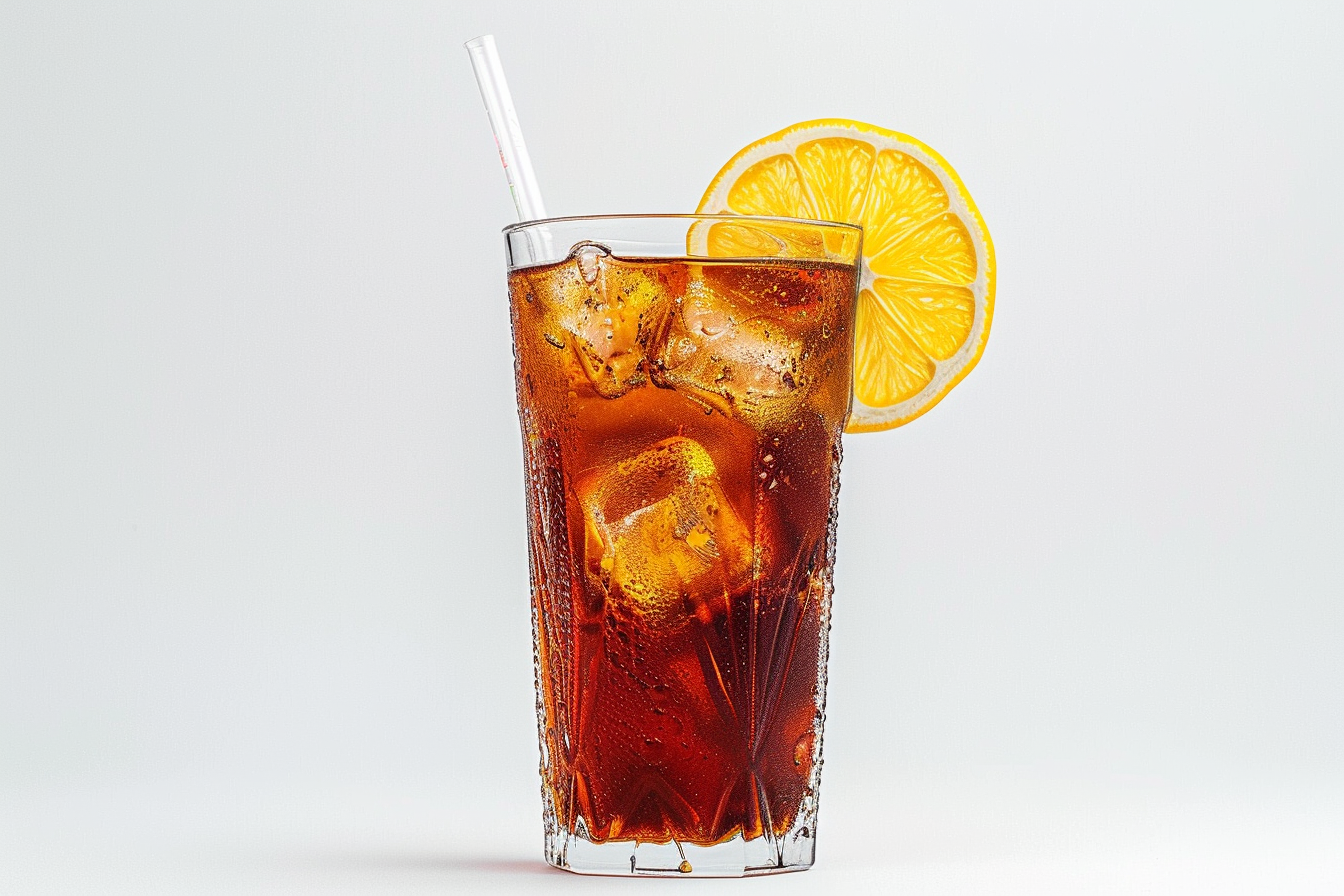 Image gratuite Verre de thé glacé sur fond blanc 2