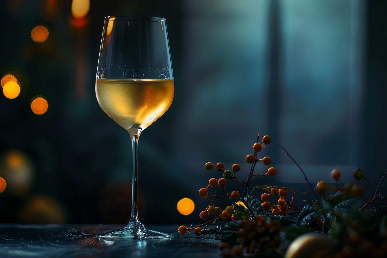 Image gratuite Verre de vin blanc avec garnitures 1
