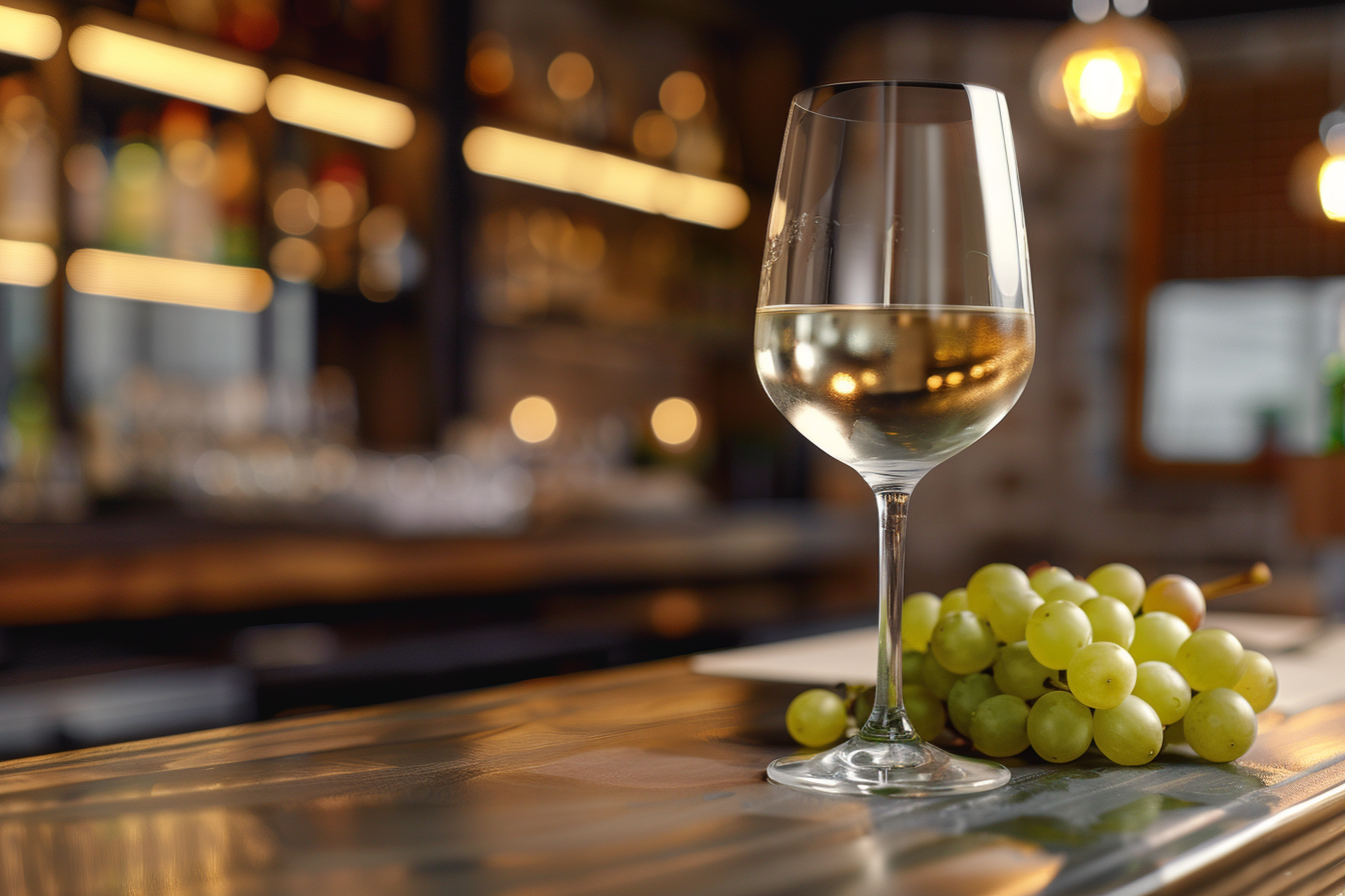 Image gratuite Verre de vin blanc avec raisins 2