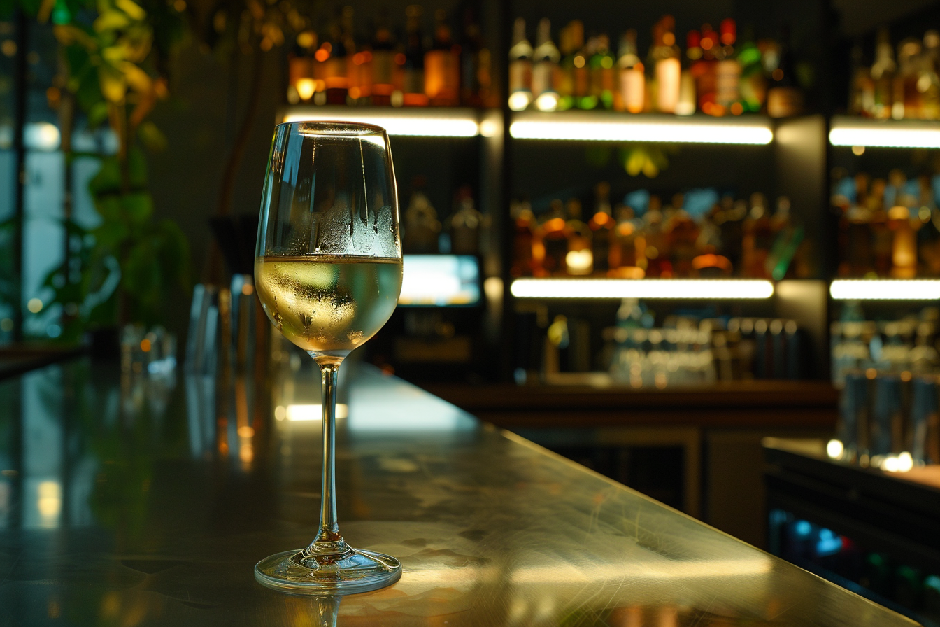 Image gratuite Verre de vin blanc en bar moderne 5