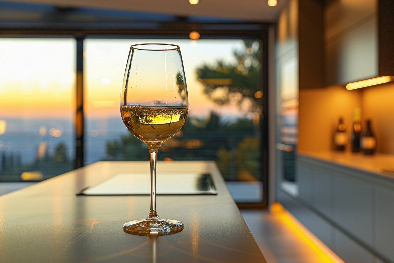 Image gratuite Verre de vin blanc en cuisine moderne 1