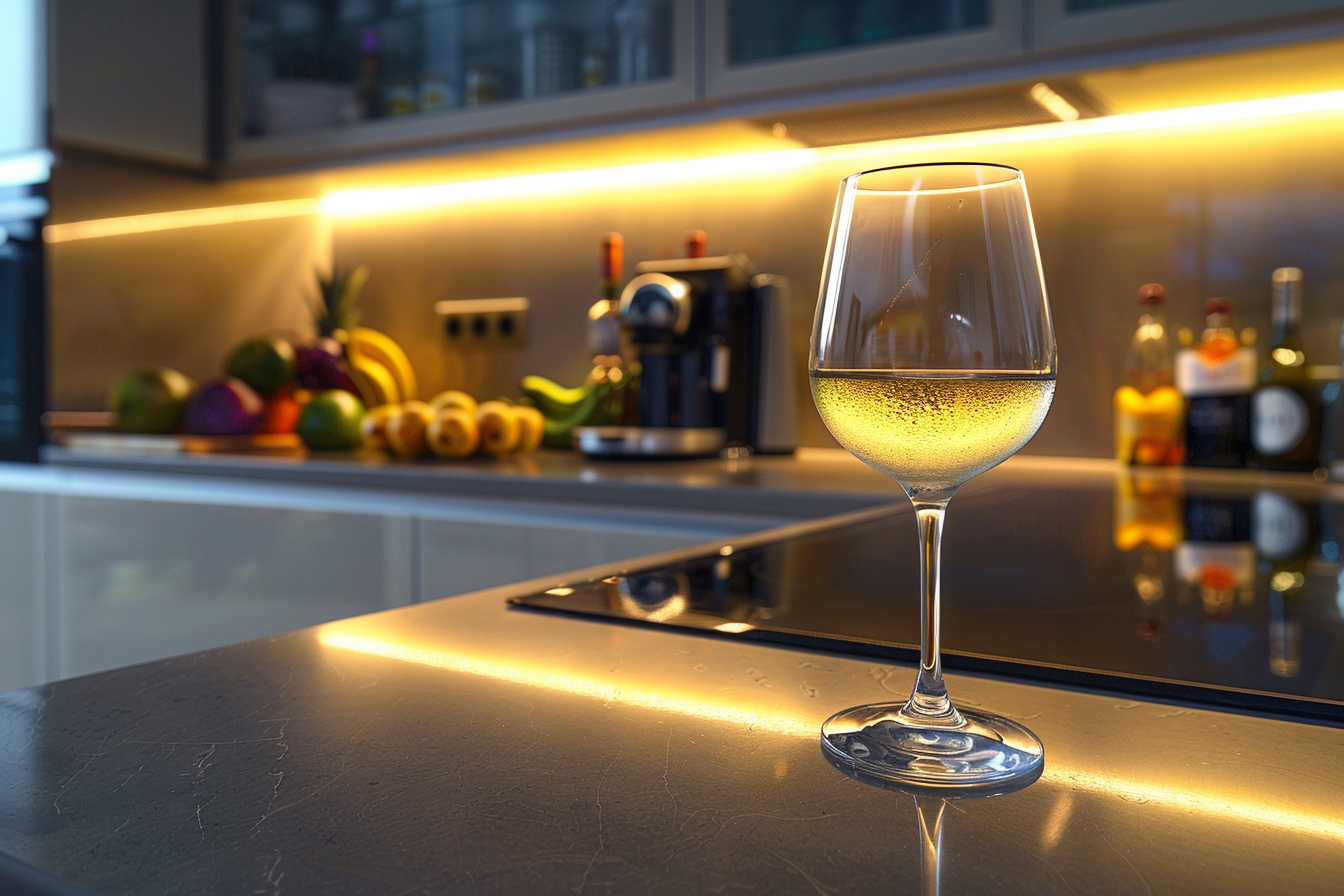 Image gratuite Verre de vin blanc en cuisine moderne 2