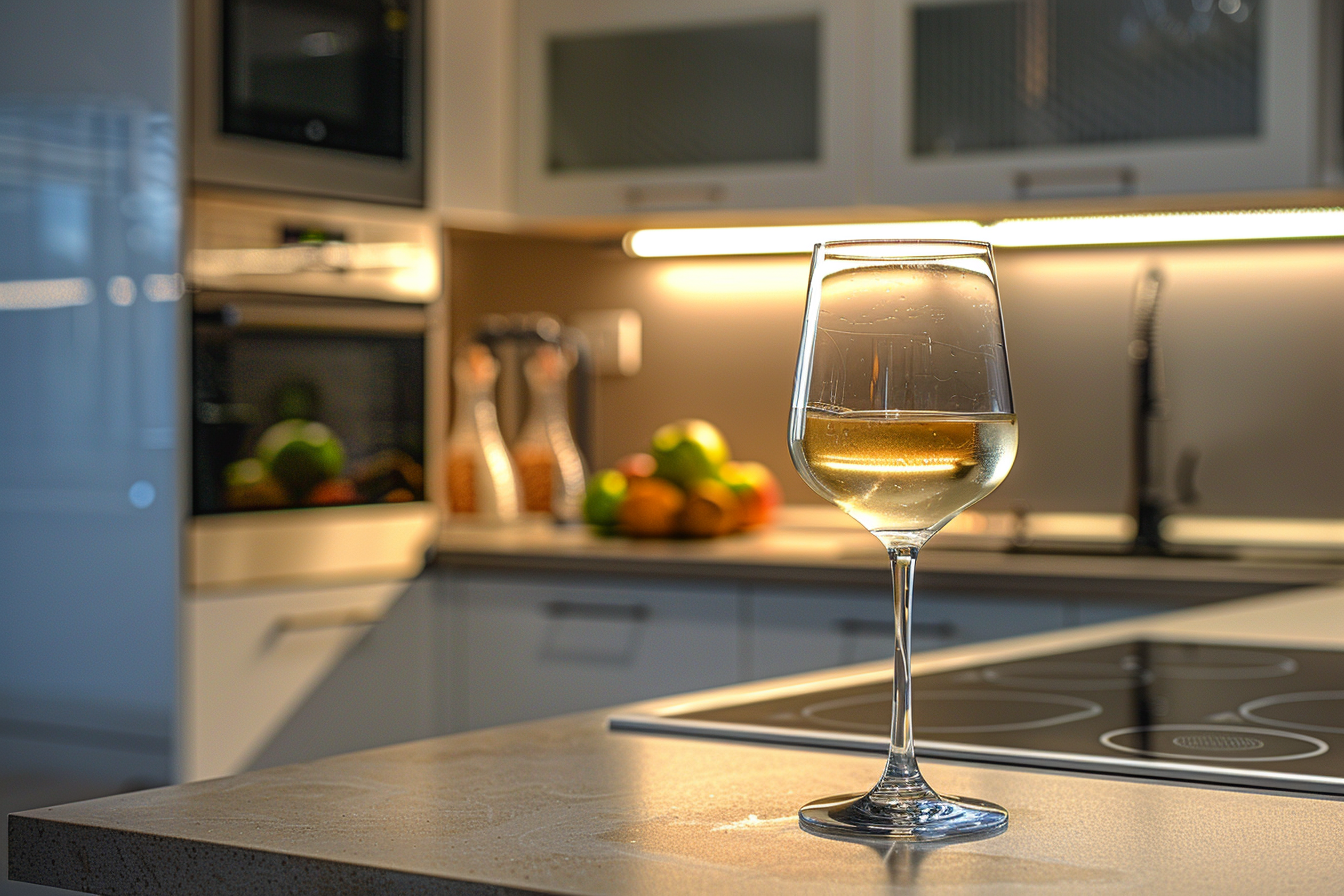 Image gratuite Verre de vin blanc en cuisine moderne 3