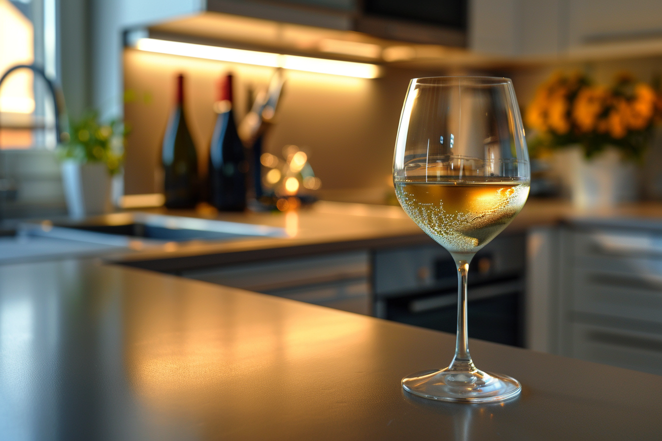 Image gratuite Verre de vin blanc en cuisine moderne 4