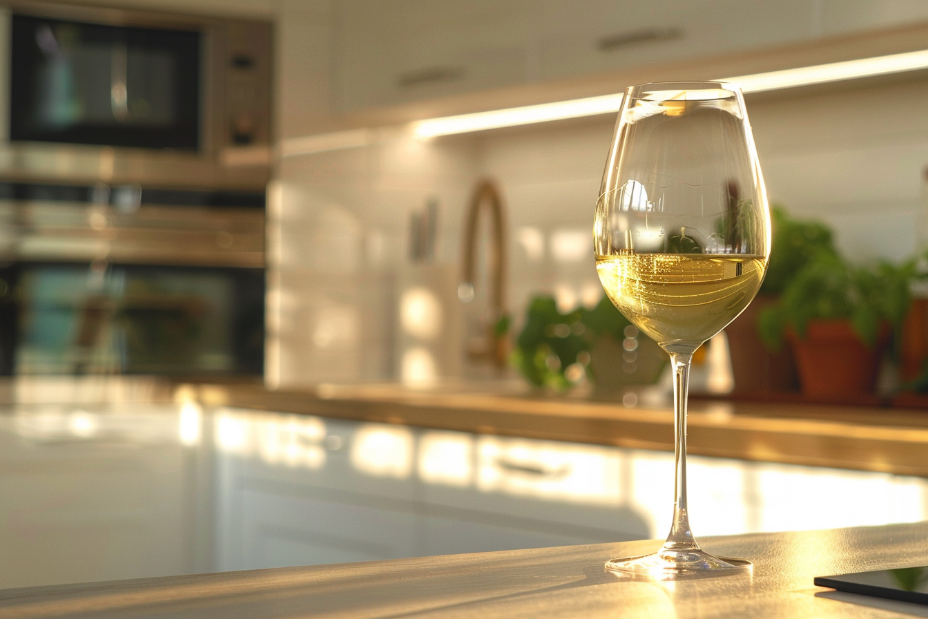 Image gratuite Verre de vin blanc en cuisine moderne 6
