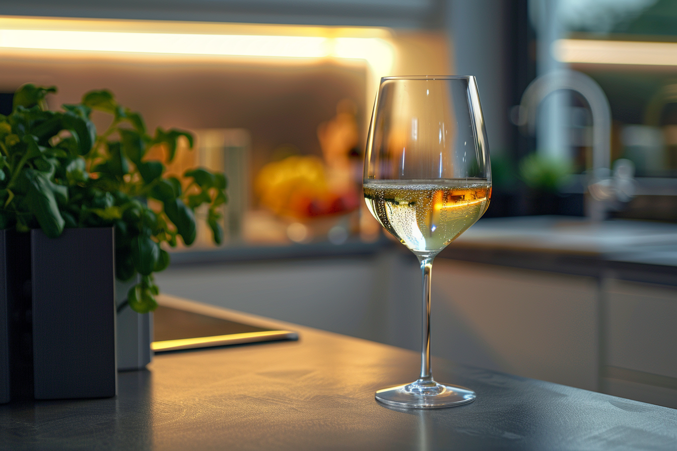 Image gratuite Verre de vin blanc en cuisine moderne 7