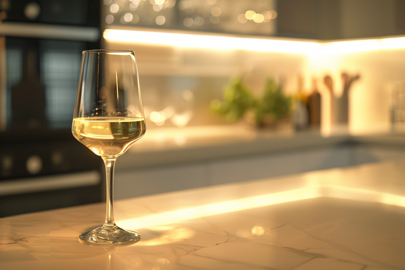 Image gratuite Verre de vin blanc en cuisine moderne 9