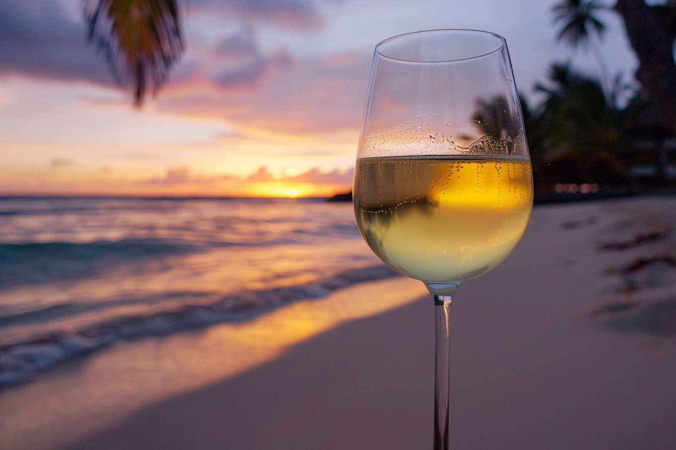 Image gratuite Verre de vin blanc sur une plage 5