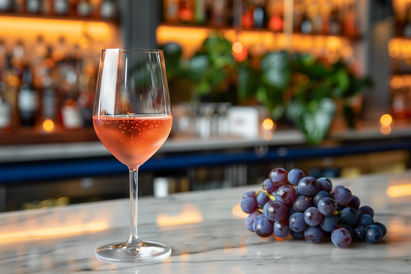 Image gratuite Verre de vin rosé avec raisins 1