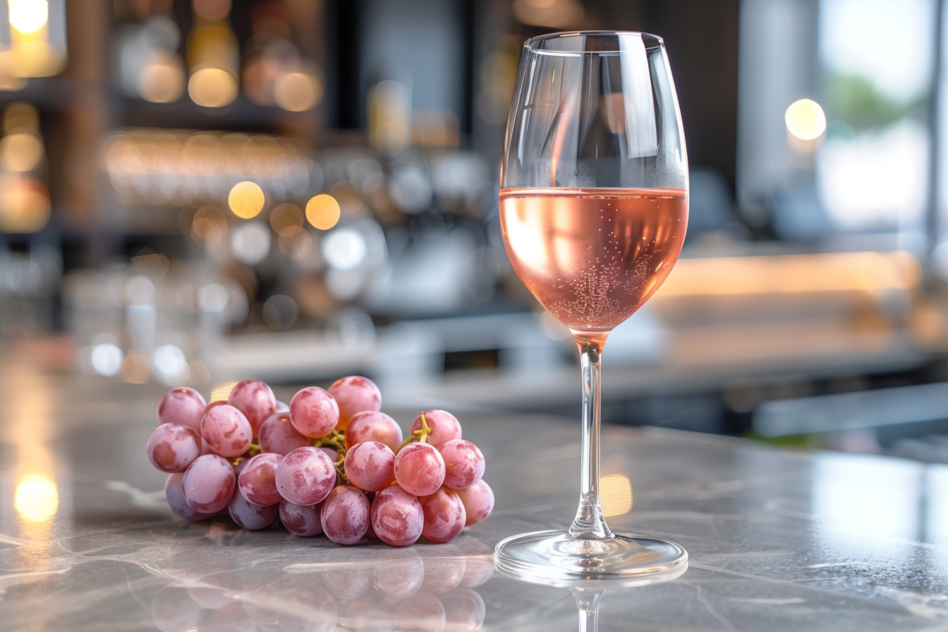 Image gratuite Verre de vin rosé avec raisins 3