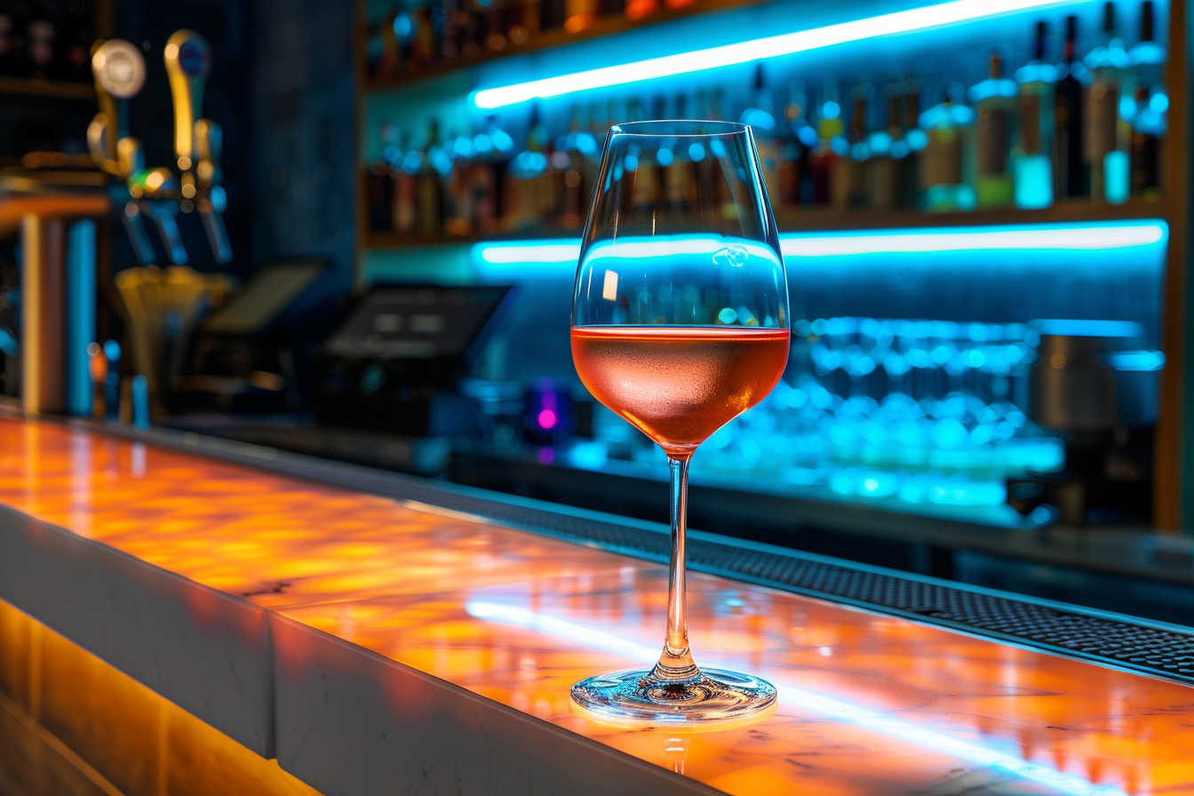 Image gratuite Verre de vin rosé en bar moderne 2