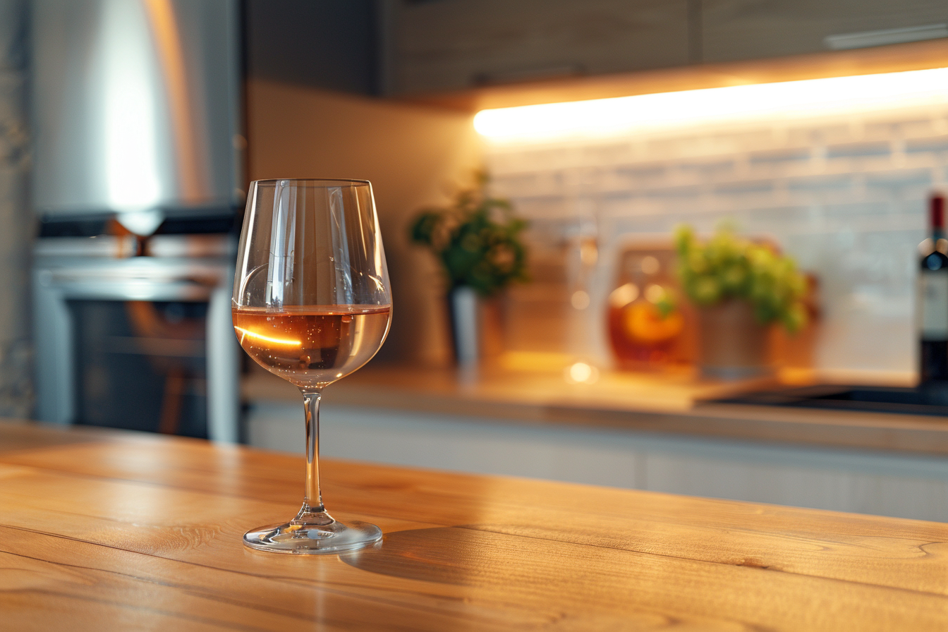 Image gratuite Verre de vin rosé en cuisine moderne 2