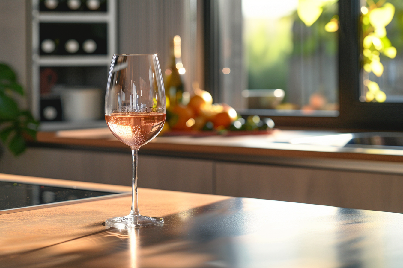 Image gratuite Verre de vin rosé en cuisine moderne 3