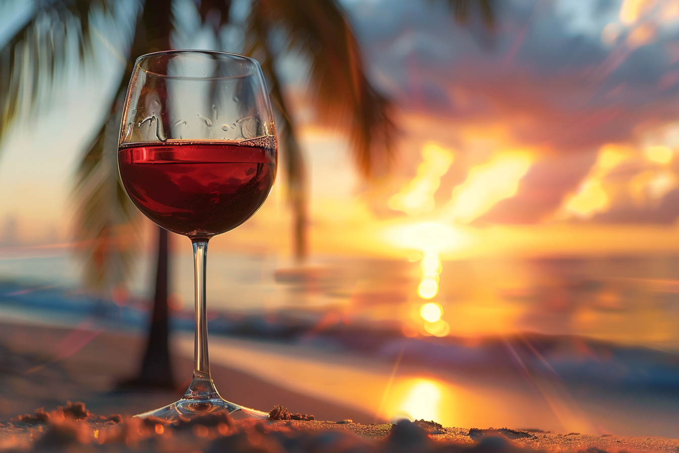Image gratuite Verre de vin rouge sur une plage 10