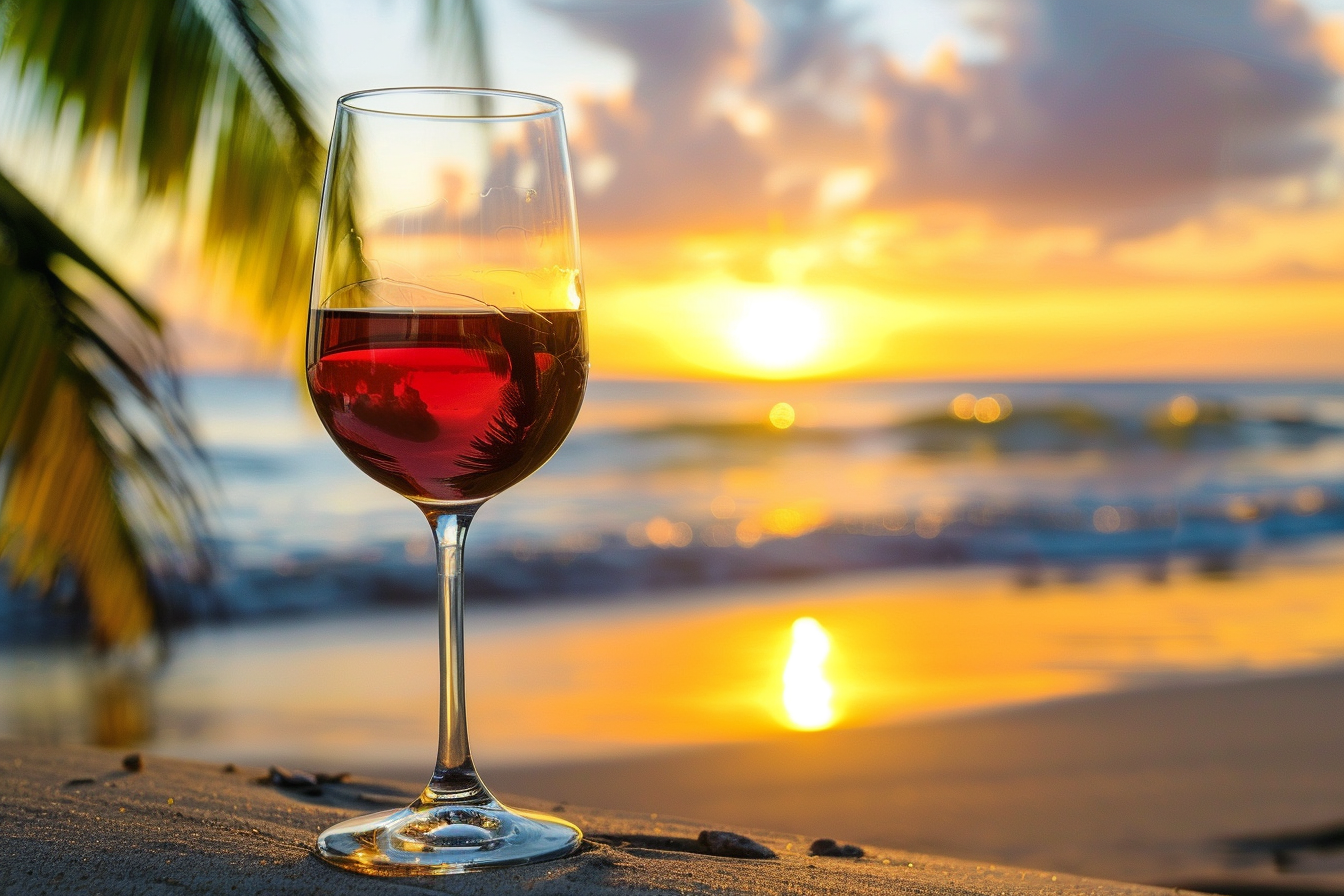 Image gratuite Verre de vin rouge sur une plage 3
