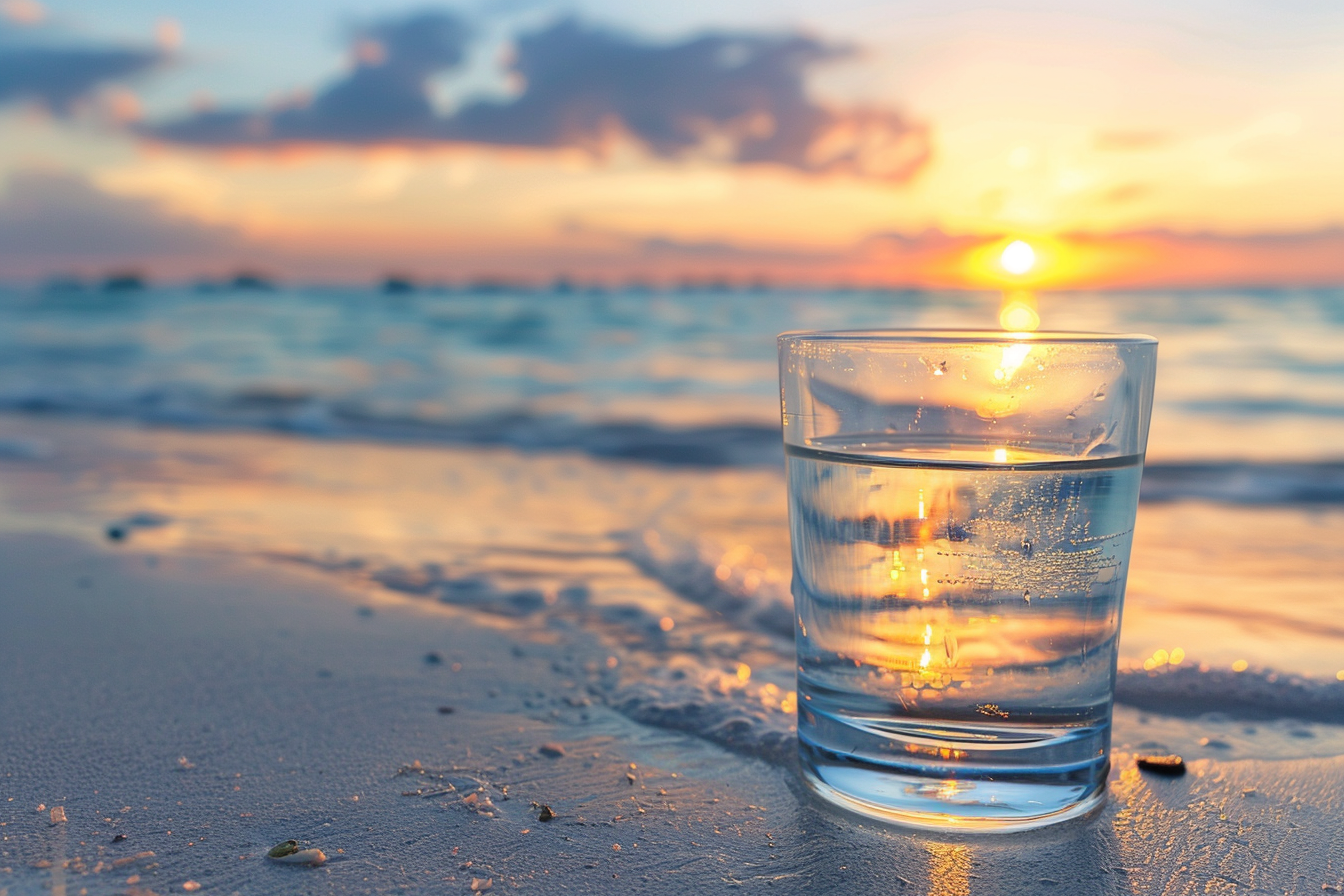 Image gratuite Verre de vodka sur une plage 2