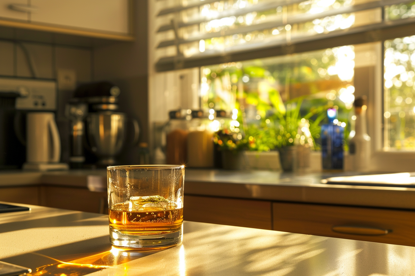 Image gratuite Verre de whisky en cuisine moderne 1