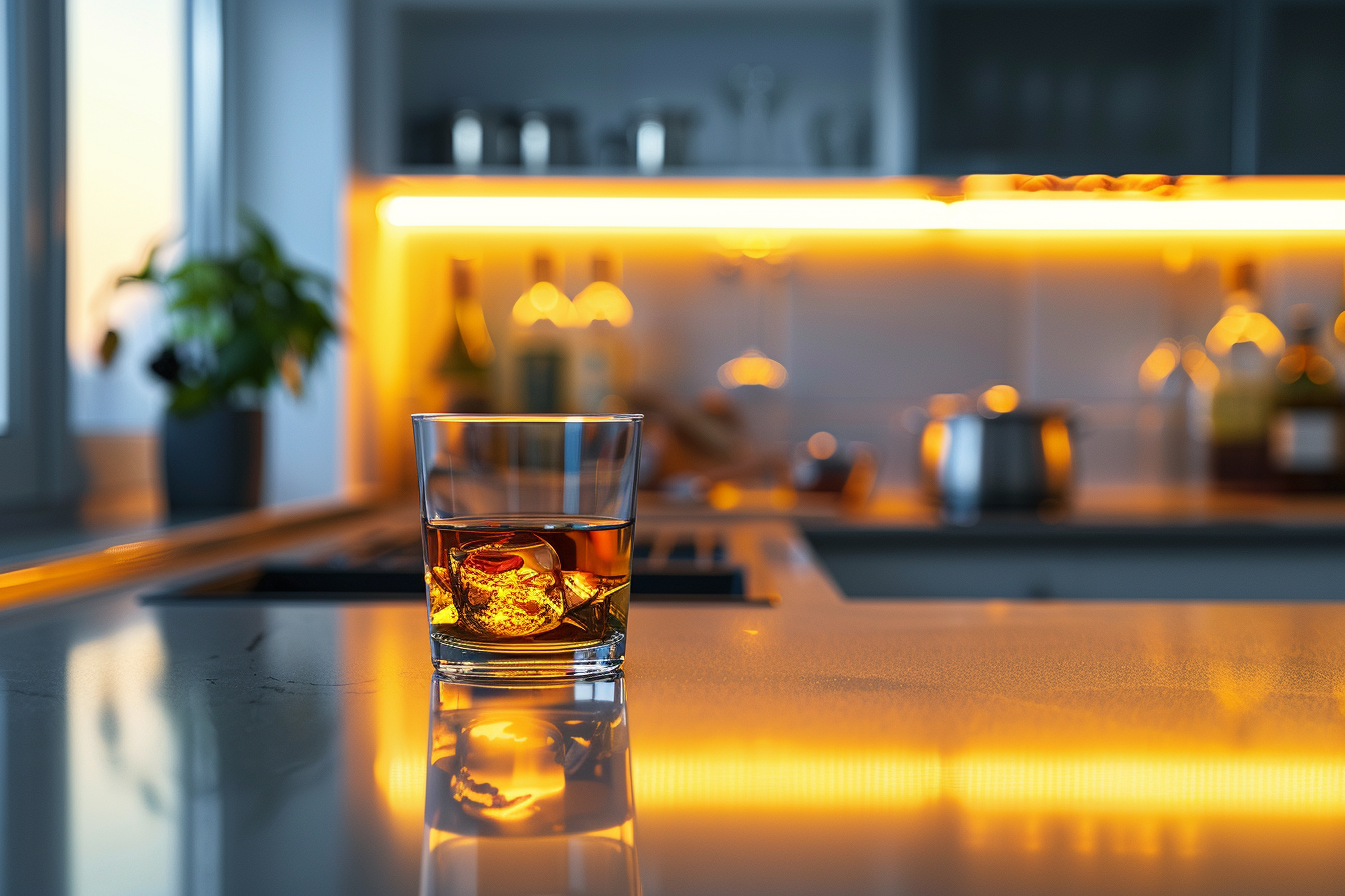 Image gratuite Verre de whisky en cuisine moderne 2