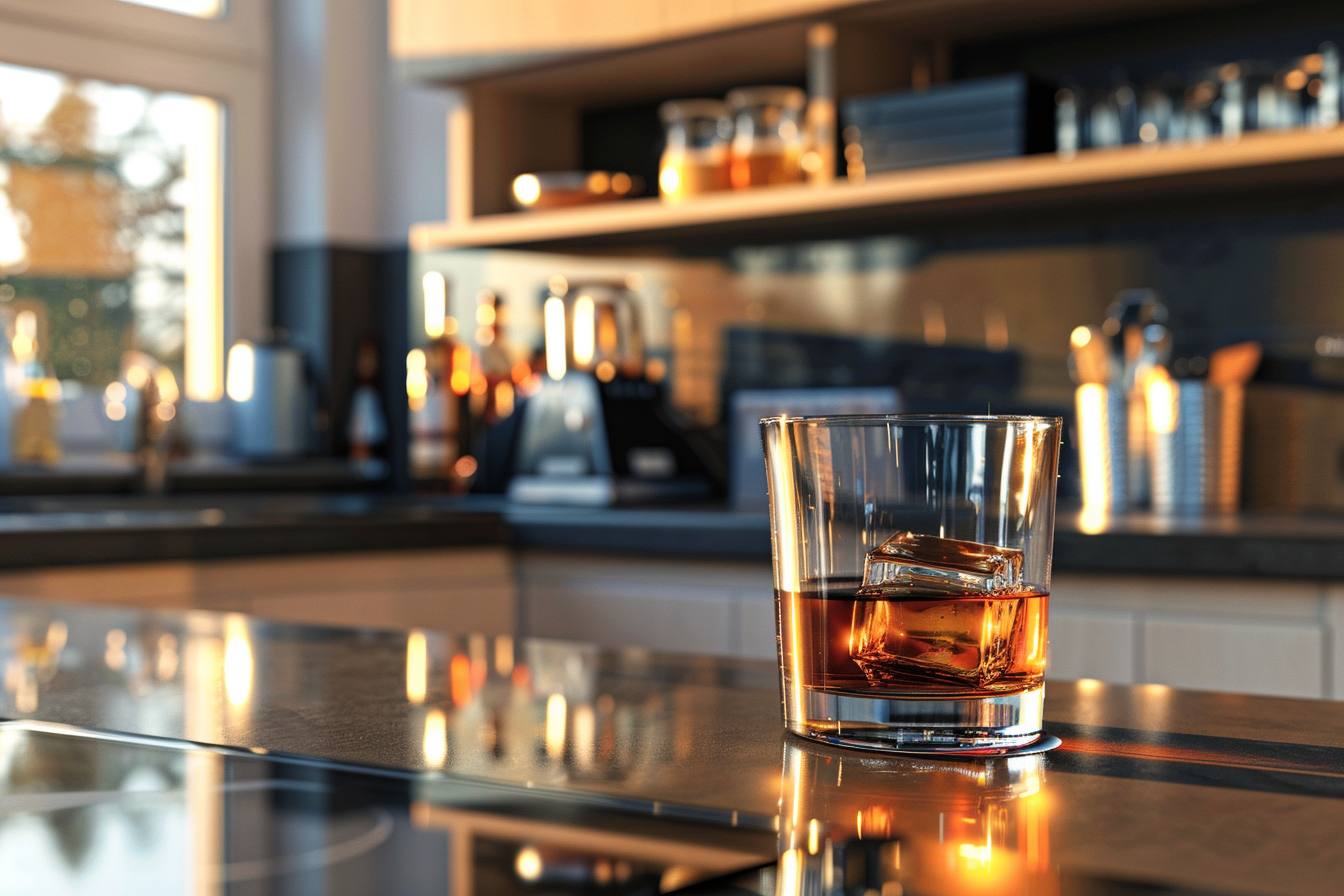 Image gratuite Verre de whisky en cuisine moderne 3