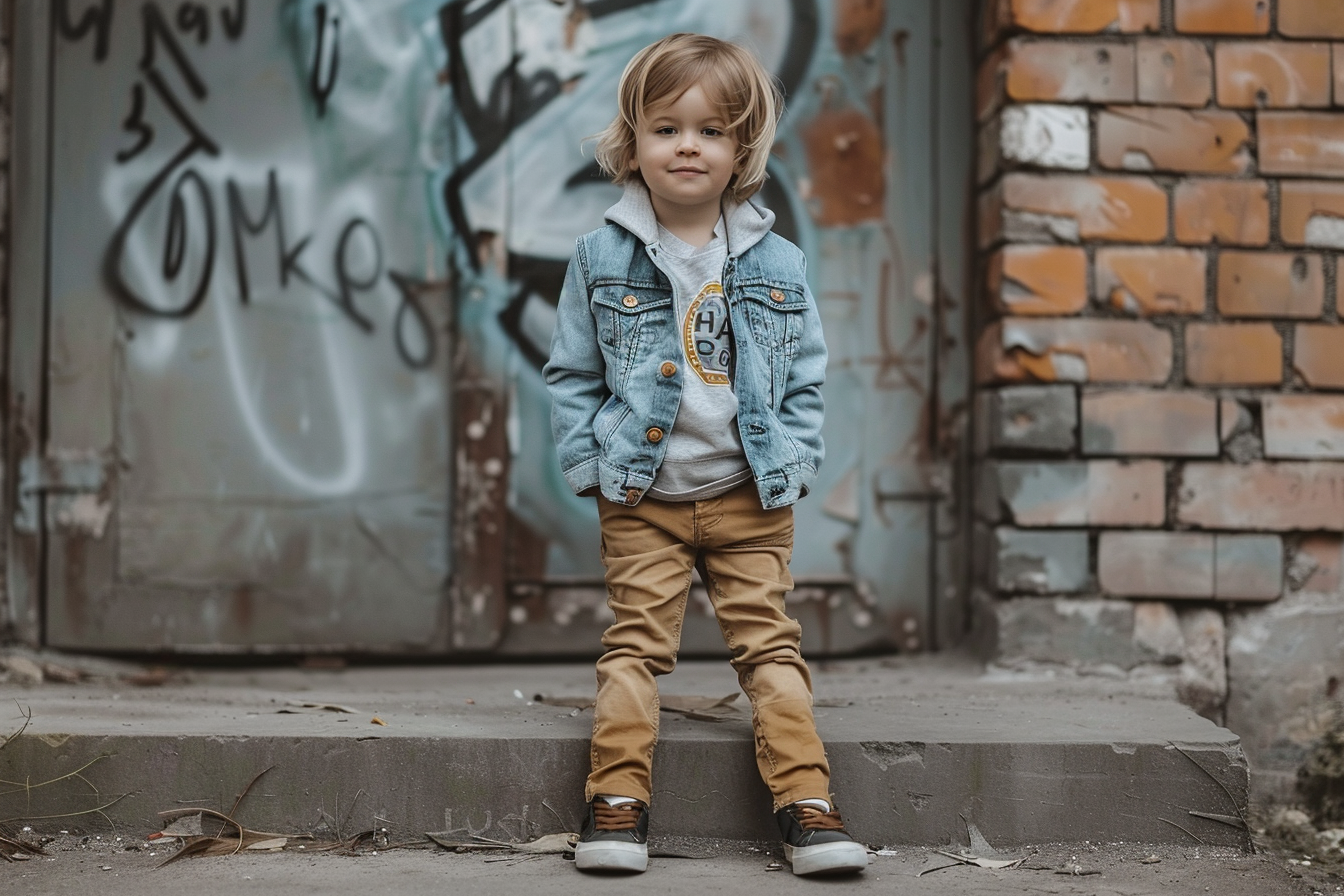 Image gratuite Veste jean garçon baskets décontractées 1