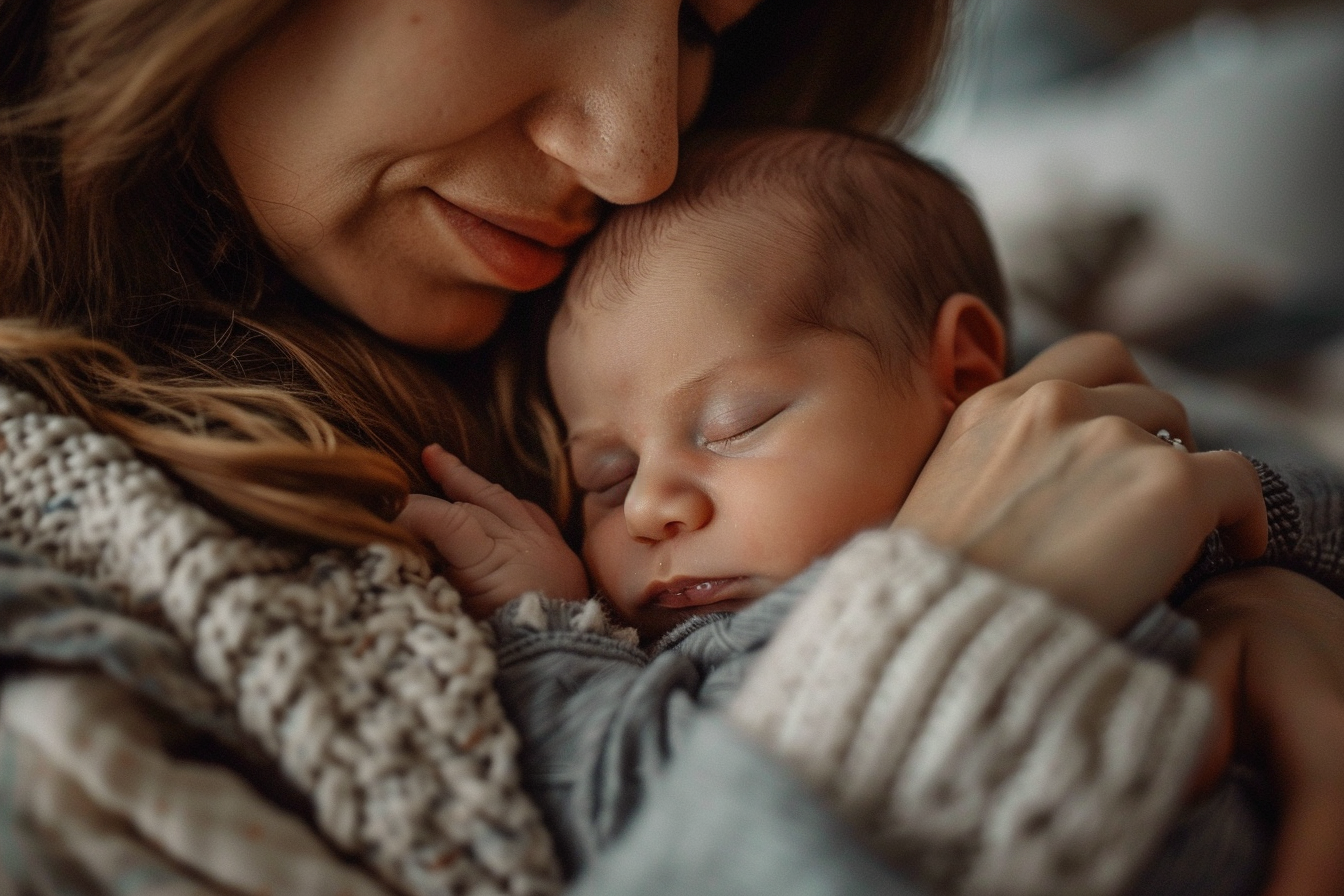 Image gratuite Visage serein du nouveau-né et sa mère 1