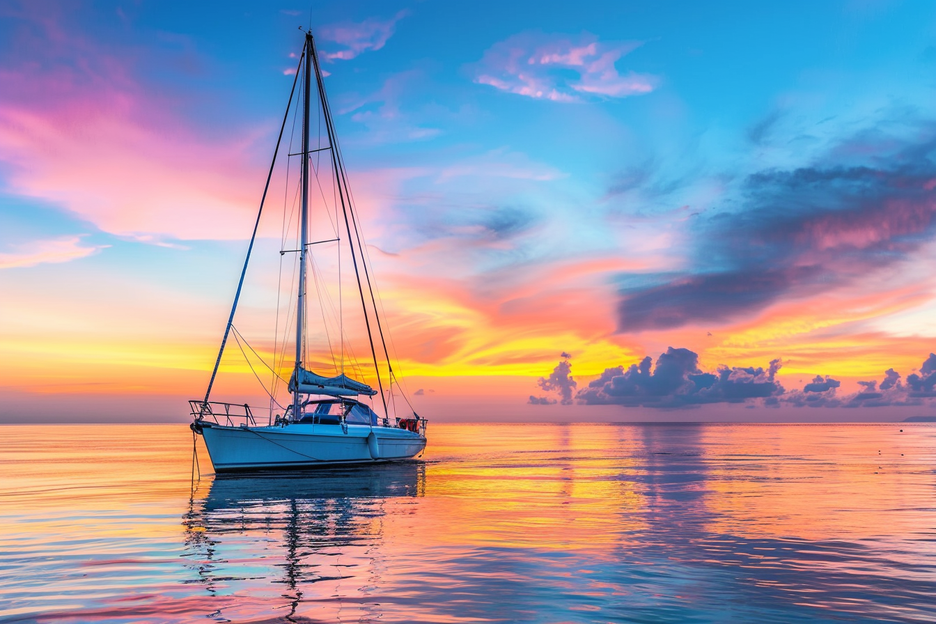 Image gratuite Voilier au lever du soleil 1