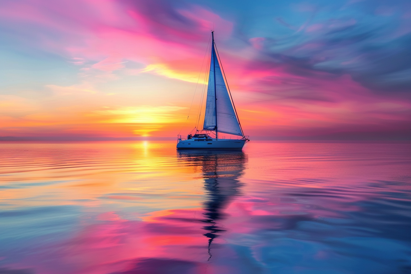 Image gratuite Voilier au lever du soleil 2