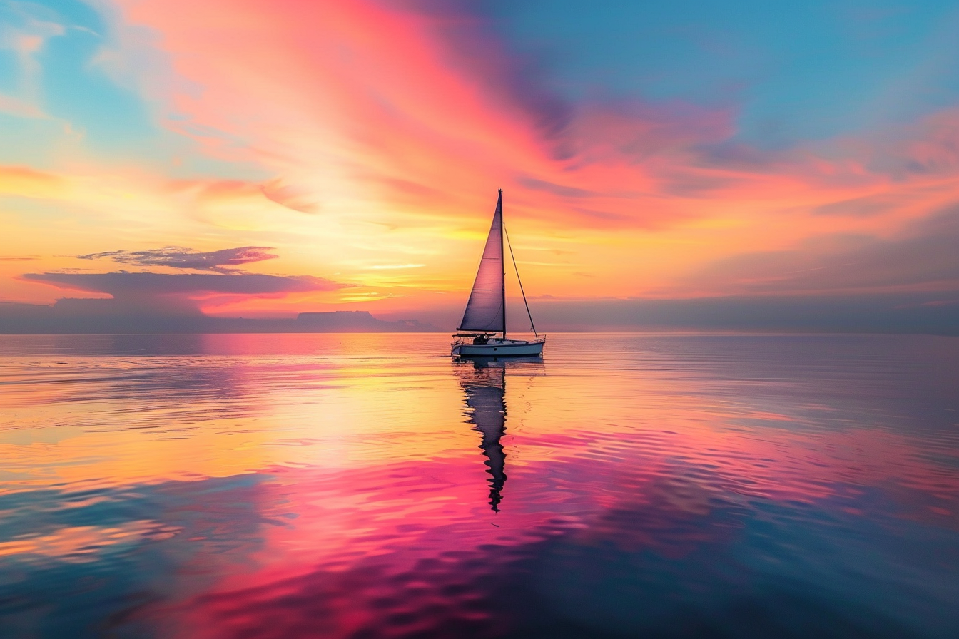 Image gratuite Voilier au lever du soleil 3