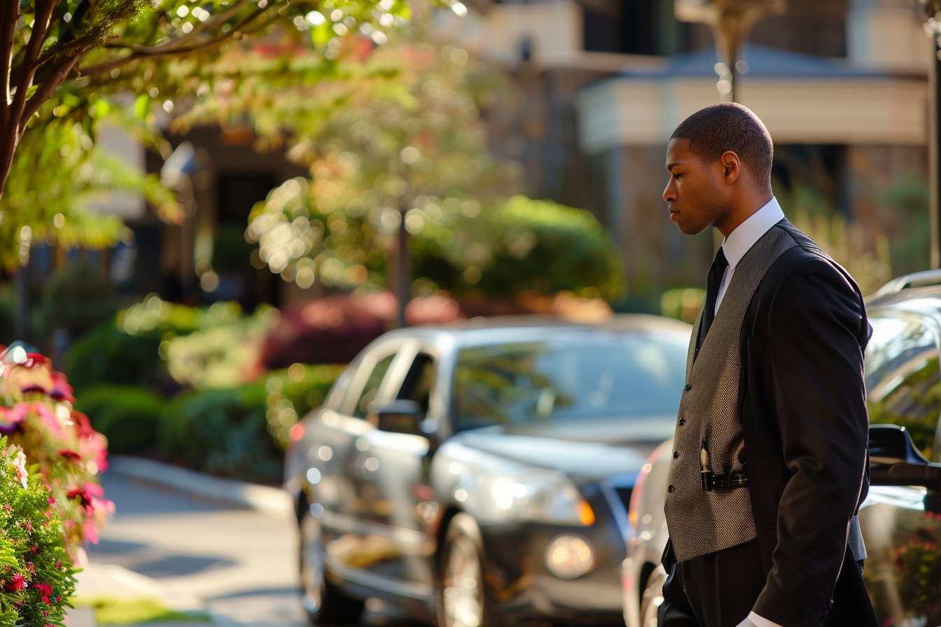 Image gratuite Voiturier aidant clients véhicules 1