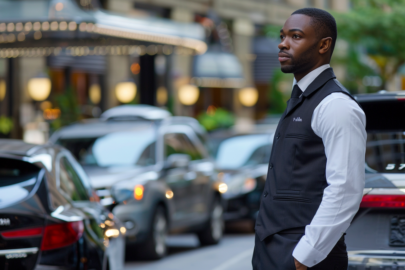 Image gratuite Voiturier aidant clients véhicules 2