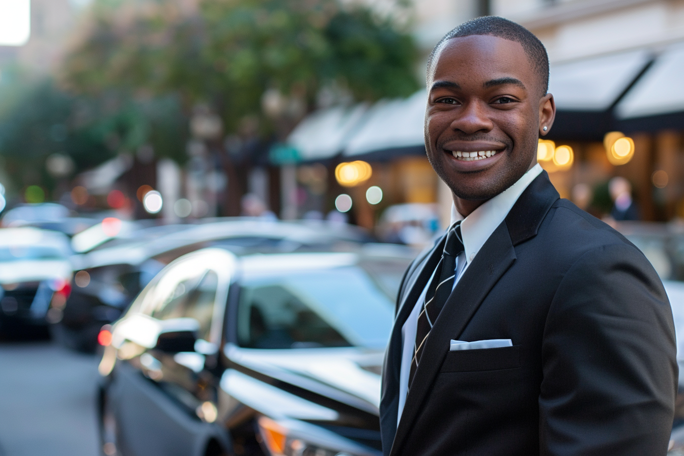 Image gratuite Voiturier aidant clients véhicules 3