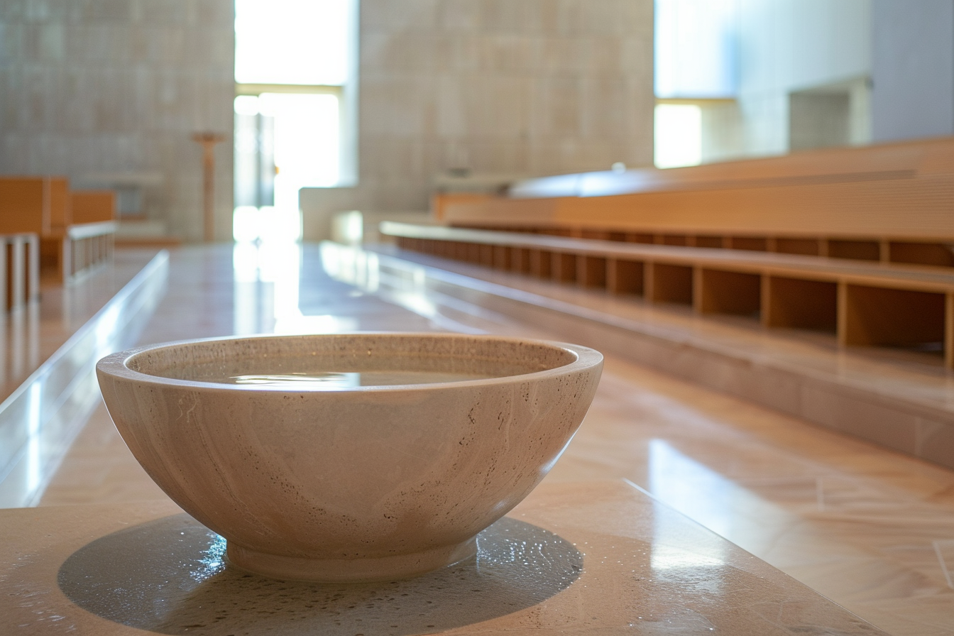 Image gratuite Vue contemplative bénitier, église 1