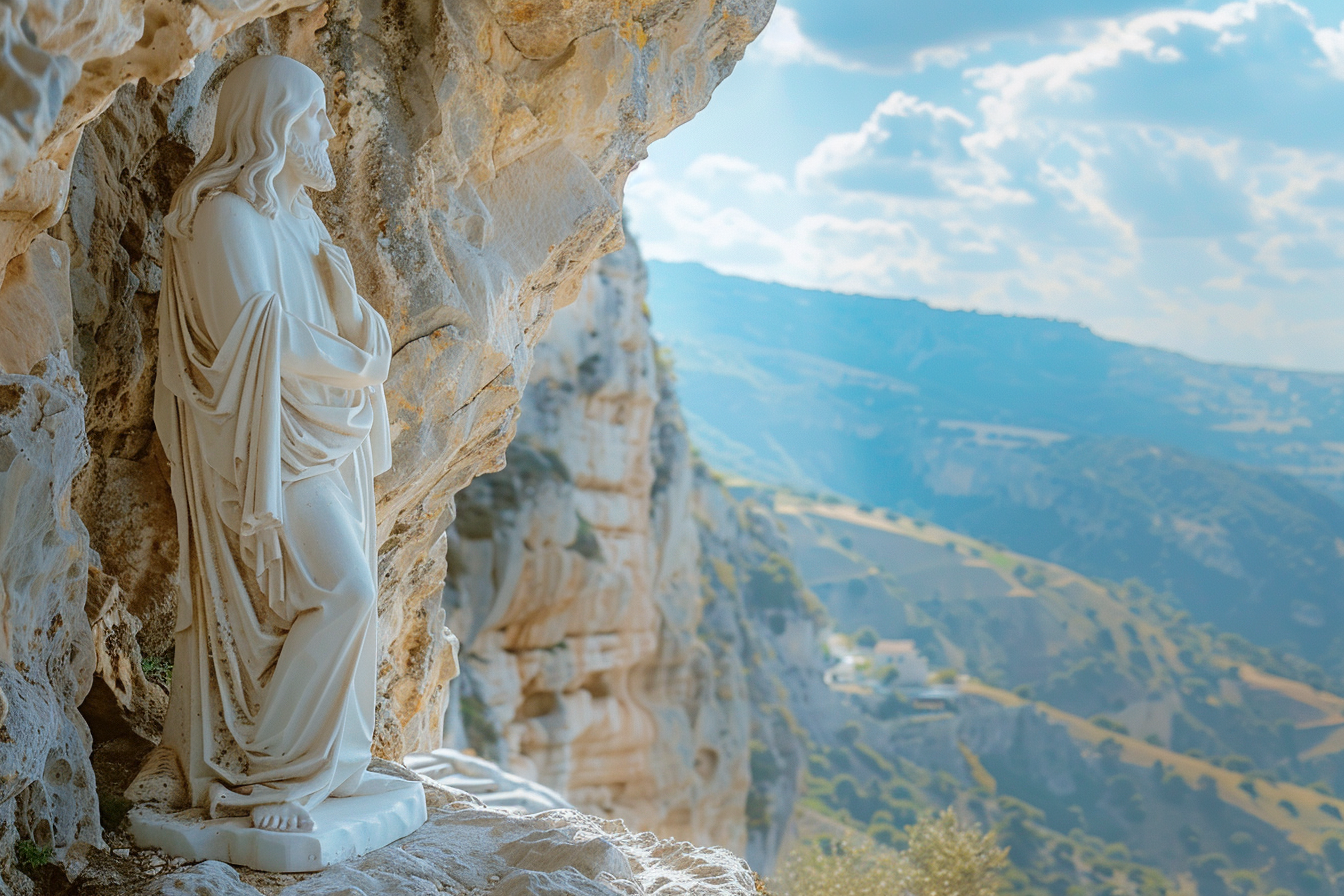 Image gratuite Vue contemplative sculpture Jésus, église 2