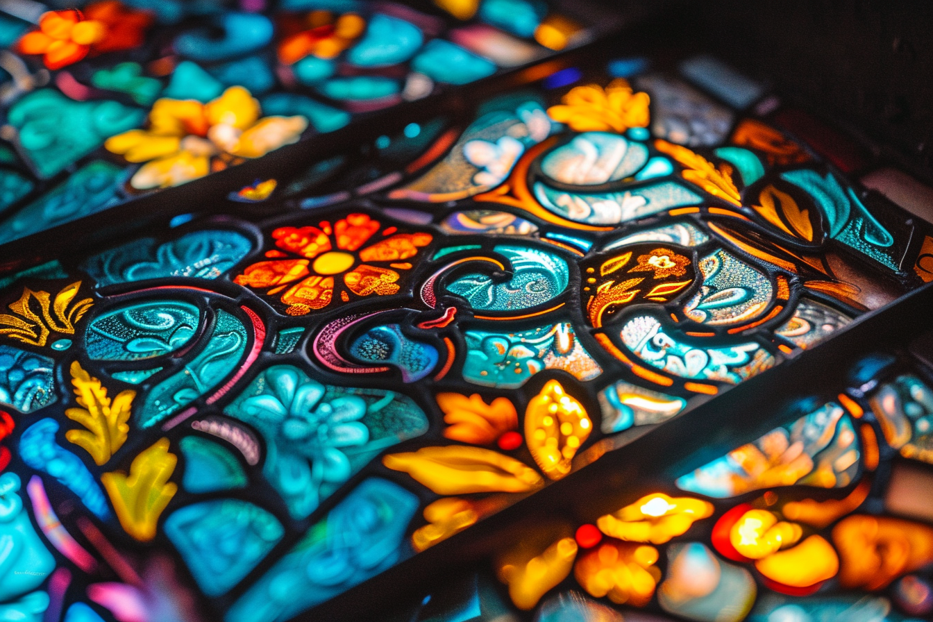 Image gratuite Vue focalisée détails vitrail 1