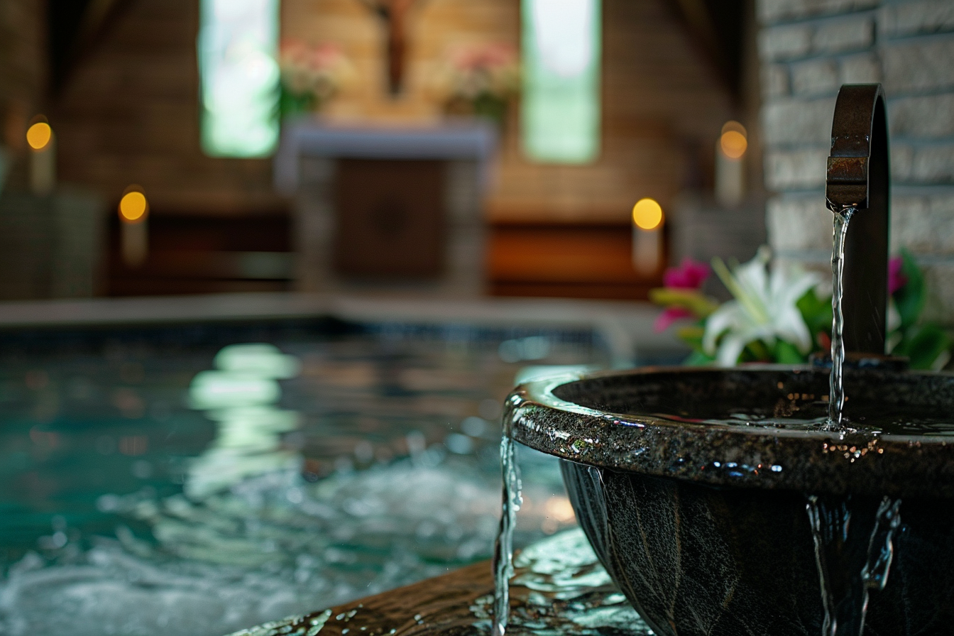 Image gratuite Vue paisible fontaine eau bénite, chapelle 1