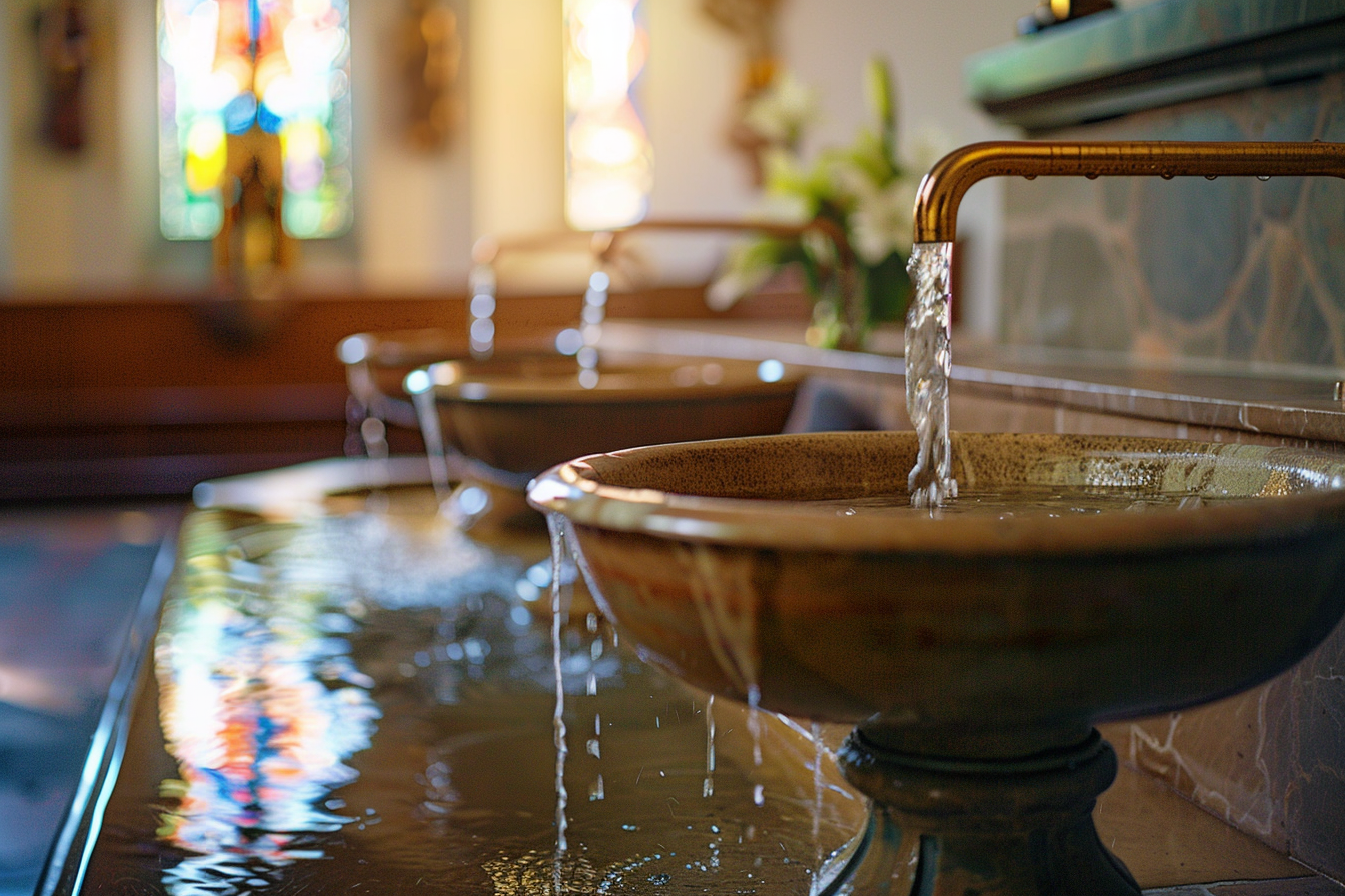 Image gratuite Vue paisible fontaine eau bénite, chapelle 7