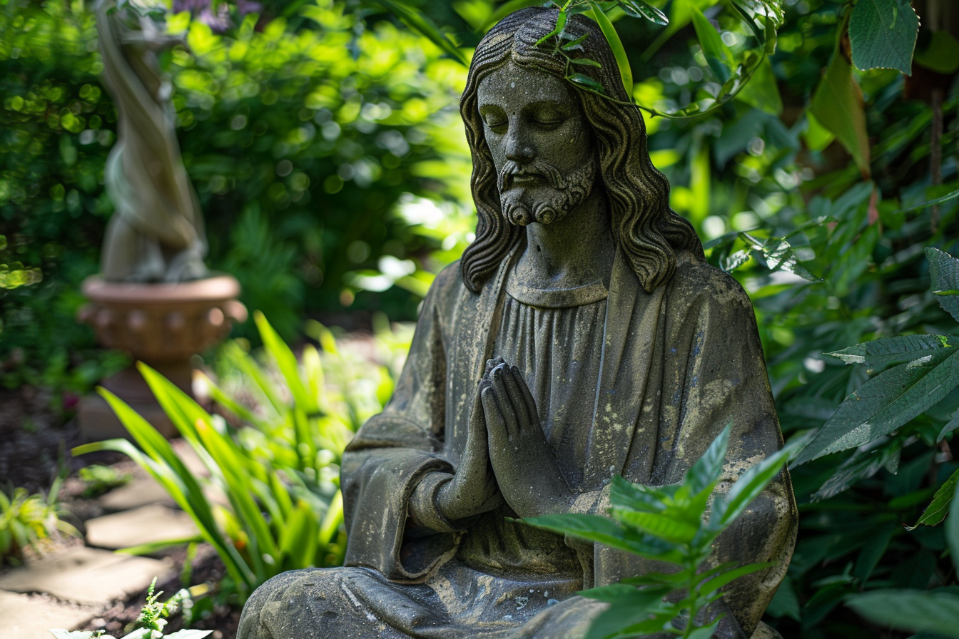Image gratuite Vue paisible sculpture Jésus, jardin 1